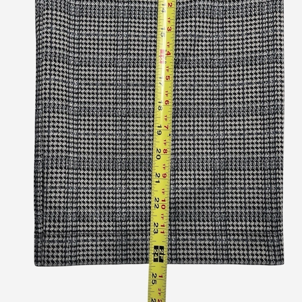 LOFT Ankle Pants XSP Wide Leg Shimmer Plaid Black Gray Pull-On Elastic Waist NEW - Picture 7 of 11